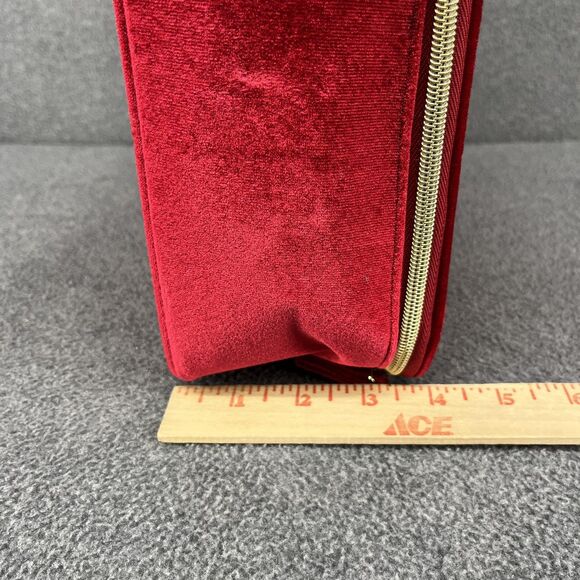 Estée Lauder Red Velvet Star Cosmetic Travel Train Bag Gold Zipper Recycled - Picture 11 of 14